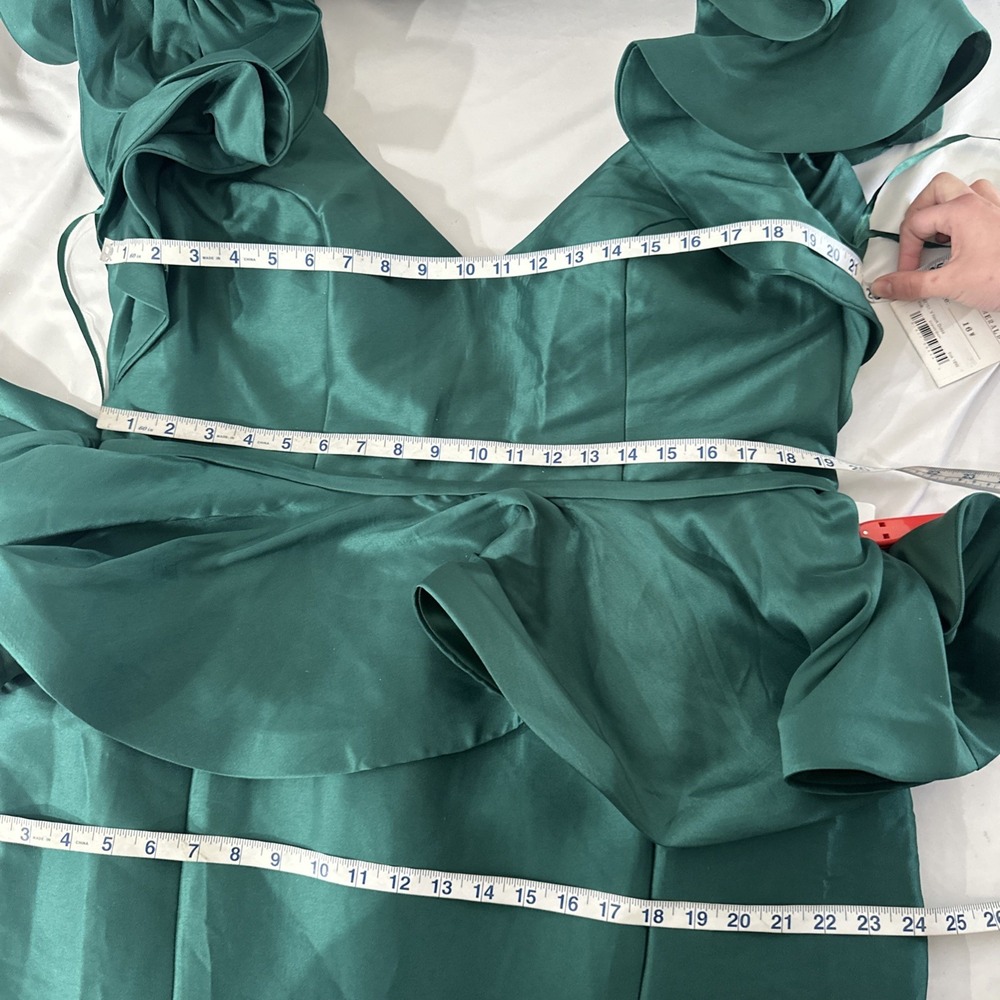 NWT MAC DUGGAL [ 16W ] 67751 Ruffle Sleeve Vneck Peplum Trumpet Gown Green J1694 - Picture 5 of 13